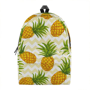 Beige Zig Zag Pineapple Pattern Print Backpack