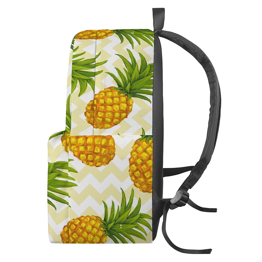 Beige Zig Zag Pineapple Pattern Print Backpack