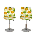 Beige Zig Zag Pineapple Pattern Print Bar Stool Covers