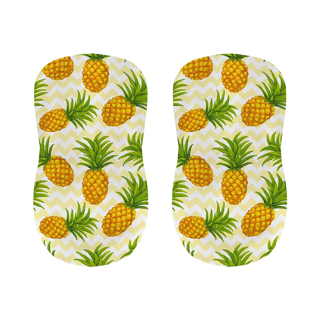 Beige Zig Zag Pineapple Pattern Print Bar Stool Covers