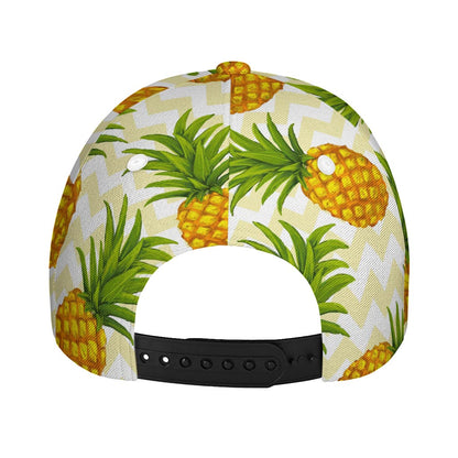 Beige Zig Zag Pineapple Pattern Print Baseball Cap