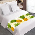 Beige Zig Zag Pineapple Pattern Print Bed Runner