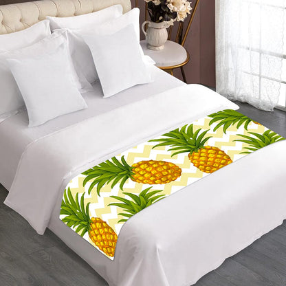 Beige Zig Zag Pineapple Pattern Print Bed Runner