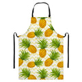 Beige Zig Zag Pineapple Pattern Print Bib Apron With Pocket