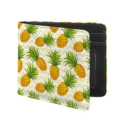 Beige Zig Zag Pineapple Pattern Print Bifold Wallet