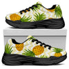 Beige Zig Zag Pineapple Pattern Print Black Chunky Shoes