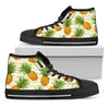 Beige Zig Zag Pineapple Pattern Print Black High Top Sneakers