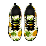 Beige Zig Zag Pineapple Pattern Print Black Running Shoes