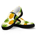 Beige Zig Zag Pineapple Pattern Print Black Slip On Sneakers