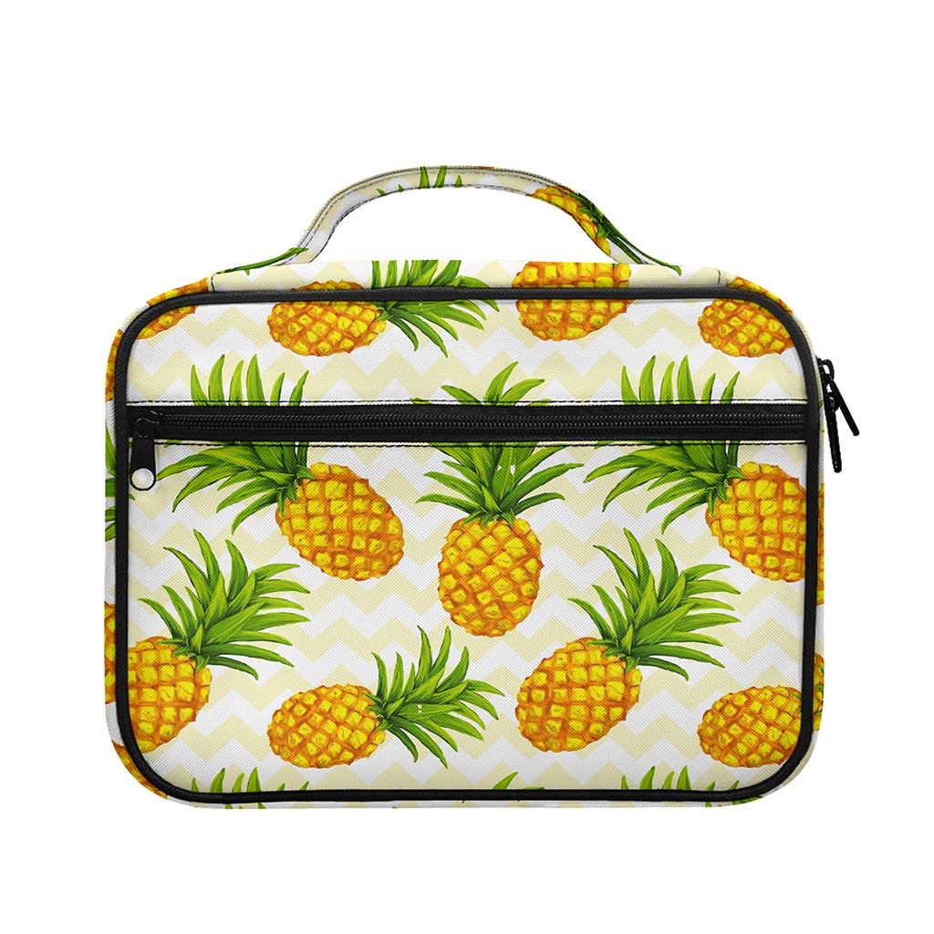 Beige Zig Zag Pineapple Pattern Print Briefcase Bible Bag