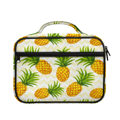 Beige Zig Zag Pineapple Pattern Print Briefcase Bible Bag