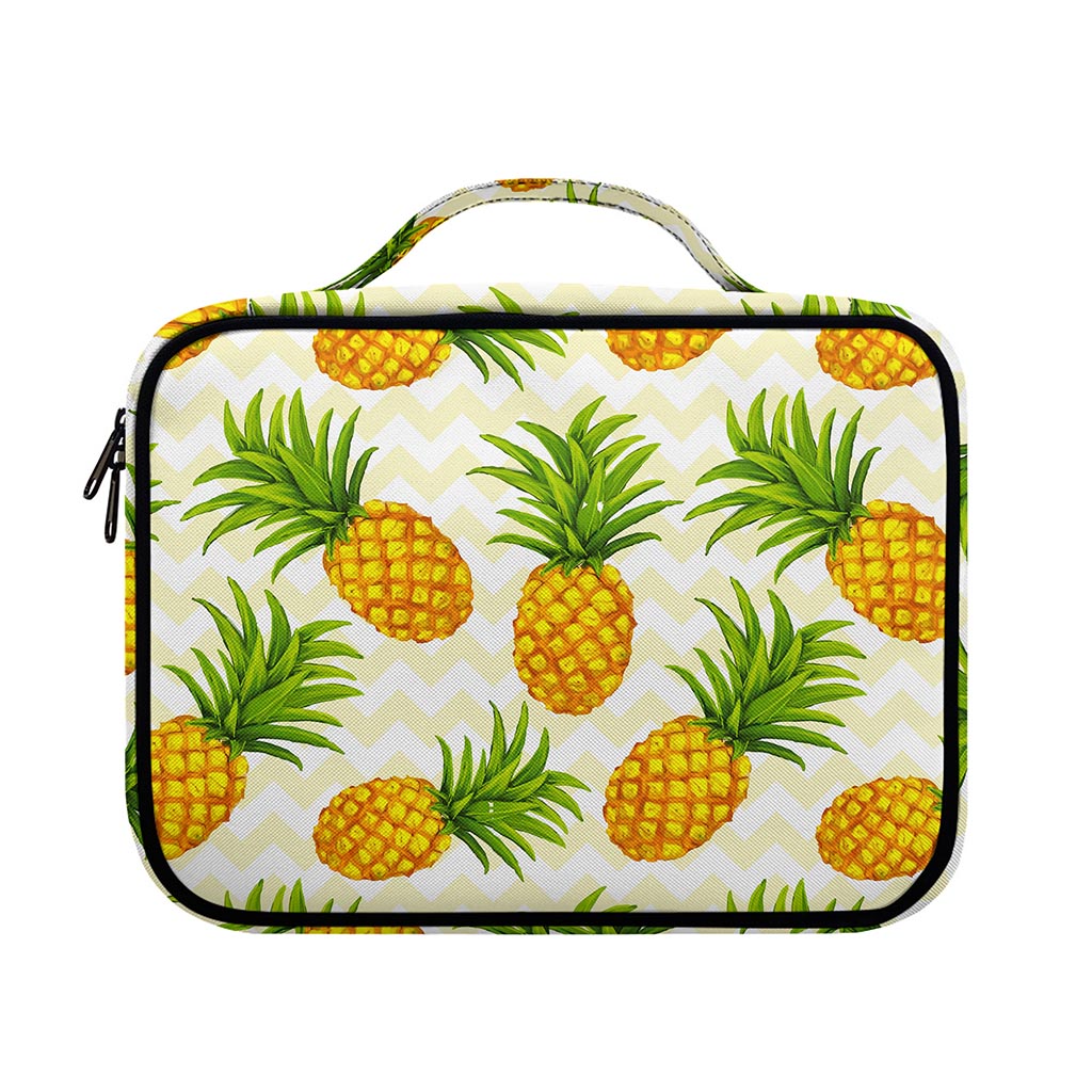 Beige Zig Zag Pineapple Pattern Print Briefcase Bible Bag