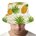 Beige Zig Zag Pineapple Pattern Print Bucket Hat