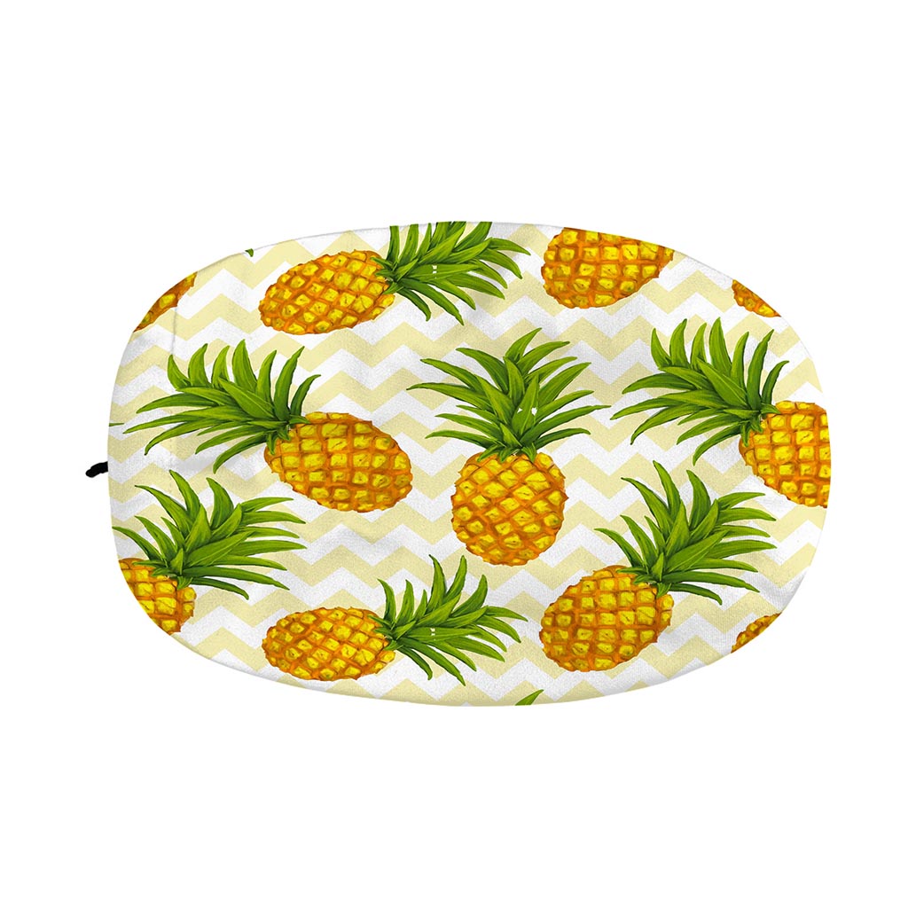 Beige Zig Zag Pineapple Pattern Print Car Side Mirror Covers