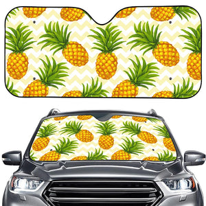 Beige Zig Zag Pineapple Pattern Print Car Windshield Sun Shade