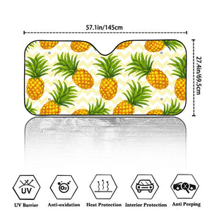 Beige Zig Zag Pineapple Pattern Print Car Windshield Sun Shade