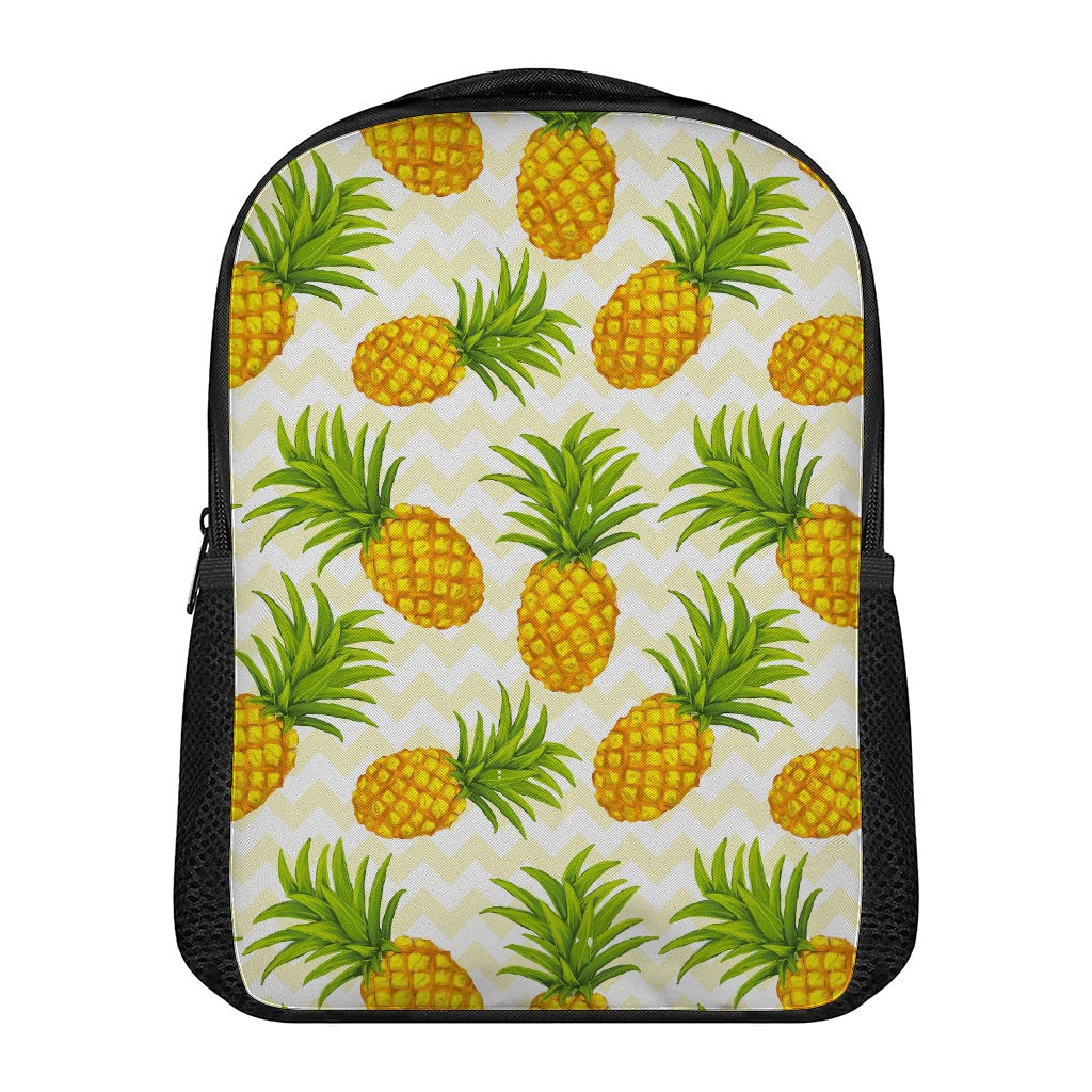 Beige Zig Zag Pineapple Pattern Print Casual Backpack