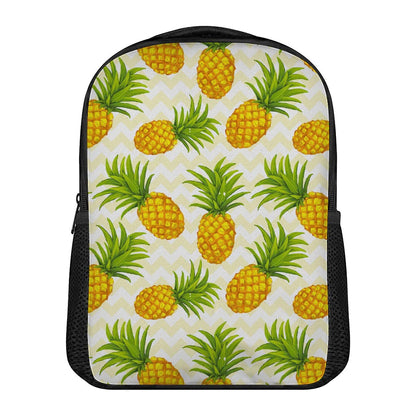 Beige Zig Zag Pineapple Pattern Print Casual Backpack