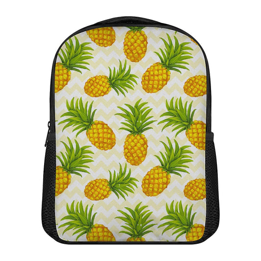 Beige Zig Zag Pineapple Pattern Print Casual Backpack