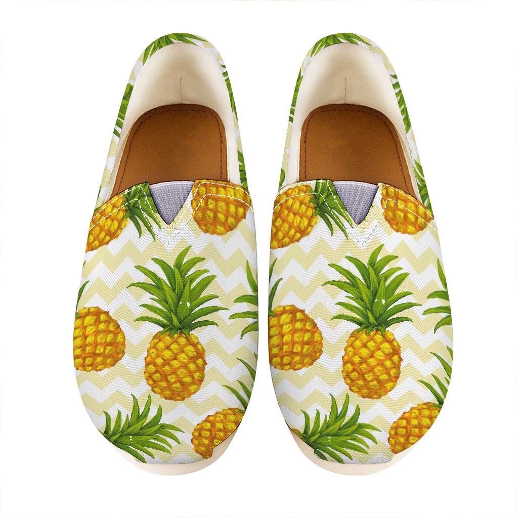 Beige Zig Zag Pineapple Pattern Print Casual Shoes