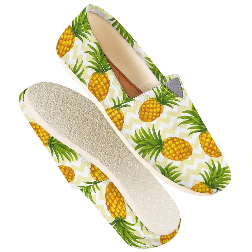 Beige Zig Zag Pineapple Pattern Print Casual Shoes