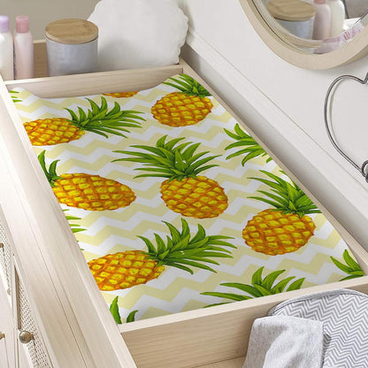 Beige Zig Zag Pineapple Pattern Print Changing Pad Cover
