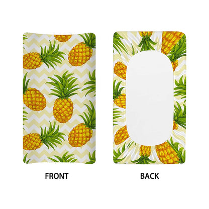 Beige Zig Zag Pineapple Pattern Print Changing Pad Cover
