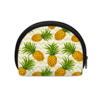 Beige Zig Zag Pineapple Pattern Print Coin Purse
