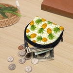 Beige Zig Zag Pineapple Pattern Print Coin Purse