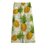 Beige Zig Zag Pineapple Pattern Print Cotton Front Slit Maxi Skirt