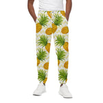 Beige Zig Zag Pineapple Pattern Print Cotton Pants