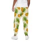 Beige Zig Zag Pineapple Pattern Print Cotton Pants