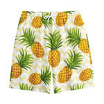 Beige Zig Zag Pineapple Pattern Print Cotton Shorts