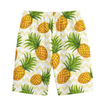 Beige Zig Zag Pineapple Pattern Print Cotton Shorts