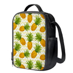 Beige Zig Zag Pineapple Pattern Print Crossbody Lunch Bag