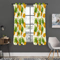 Beige Zig Zag Pineapple Pattern Print Grommet Curtain Panels