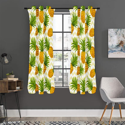 Beige Zig Zag Pineapple Pattern Print Curtain