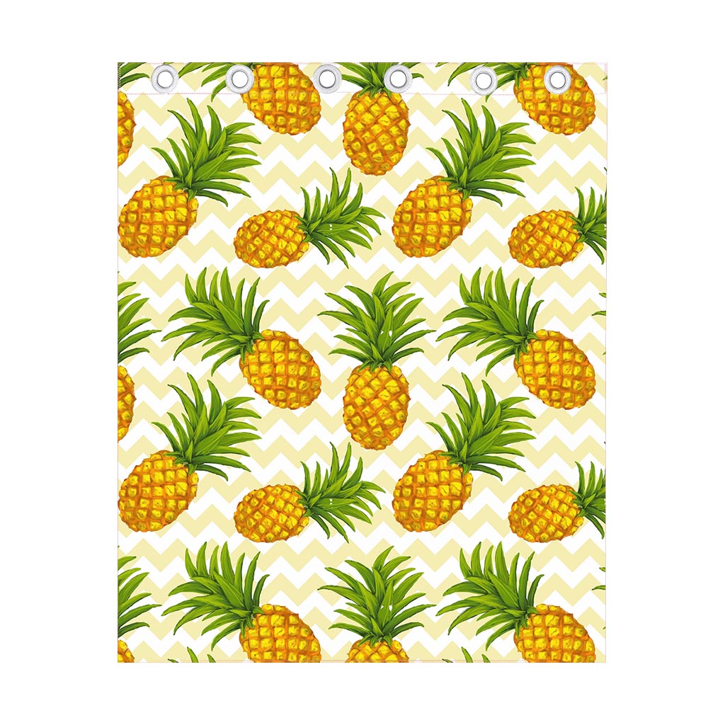 Beige Zig Zag Pineapple Pattern Print Curtain