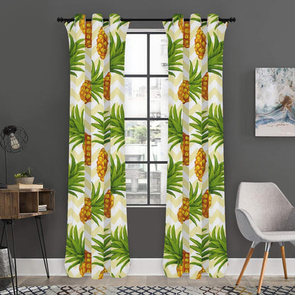 Beige Zig Zag Pineapple Pattern Print Curtain
