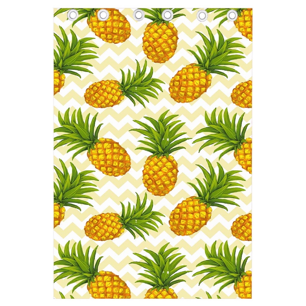 Beige Zig Zag Pineapple Pattern Print Curtain