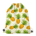 Beige Zig Zag Pineapple Pattern Print Drawstring Bag