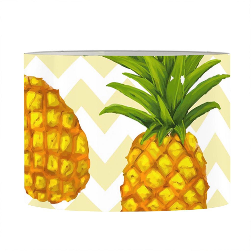 Beige Zig Zag Pineapple Pattern Print Drum Lamp Shade
