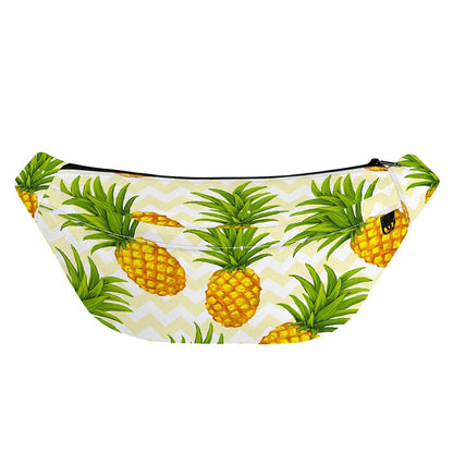 Beige Zig Zag Pineapple Pattern Print Fanny Pack