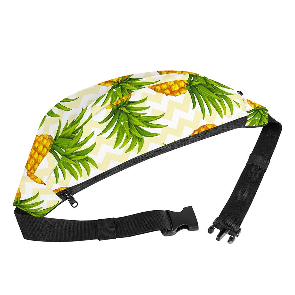 Beige Zig Zag Pineapple Pattern Print Fanny Pack