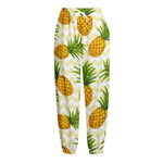 Beige Zig Zag Pineapple Pattern Print Fleece Lined Knit Pants
