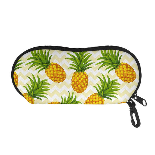 Beige Zig Zag Pineapple Pattern Print Glasses Case