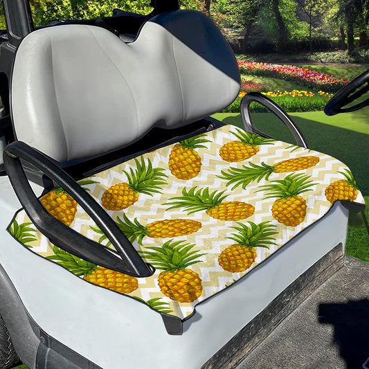 Beige Zig Zag Pineapple Pattern Print Golf Cart Seat Cover