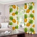 Beige Zig Zag Pineapple Pattern Print Grommet Curtains