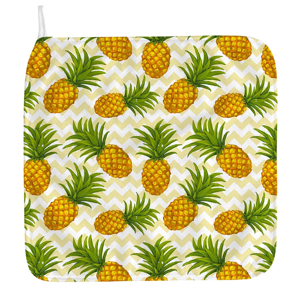 Beige Zig Zag Pineapple Pattern Print Hand Towel