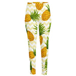 Beige Zig Zag Pineapple Pattern Print High-Waisted Pocket Leggings